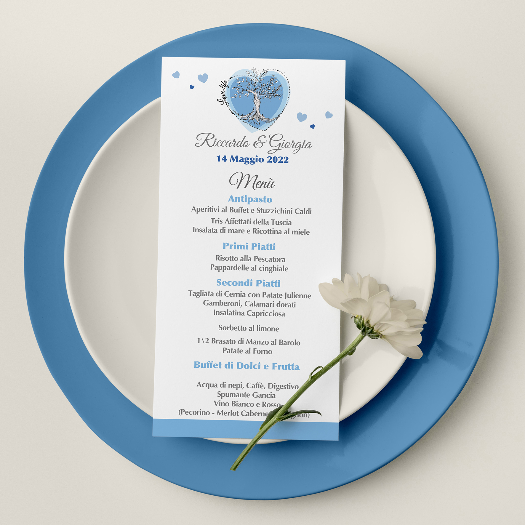 Menù Matrimonio Albero della Vita Menu 12031725 Azzurro Polvere